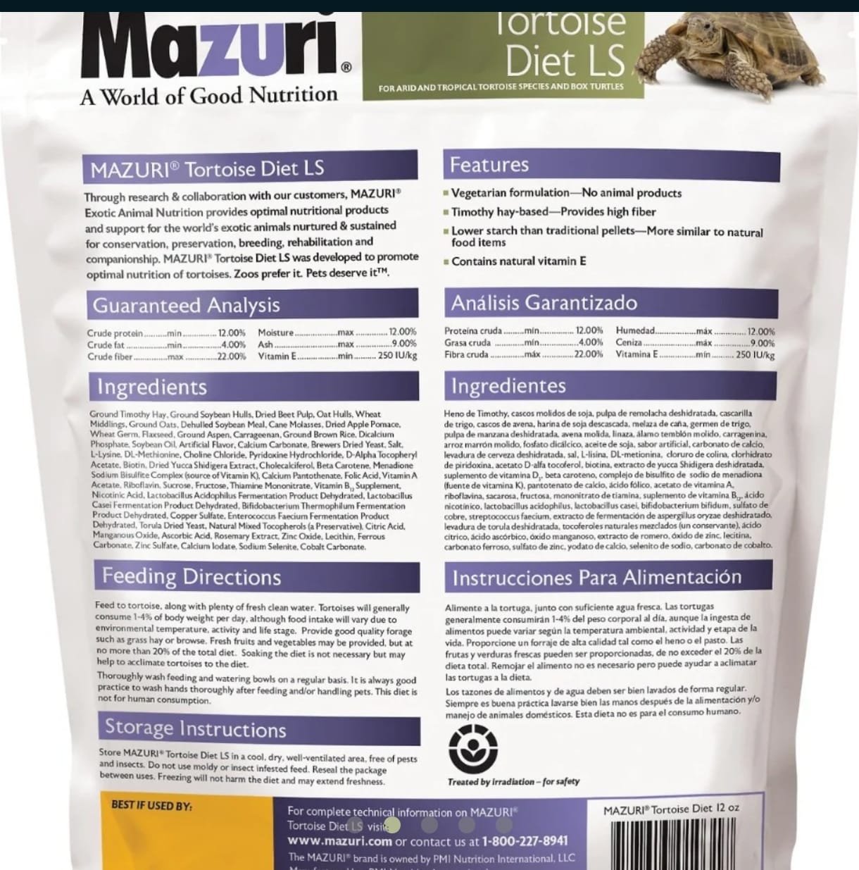 Mazuri Diet Tortuga de Tierra 340gr. - Imagen 2